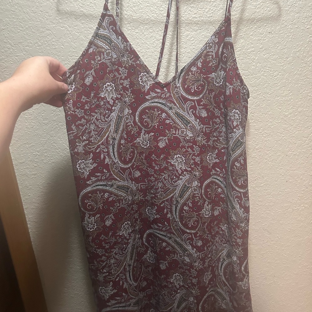 Lush Burgundy Paisley Mini Dress